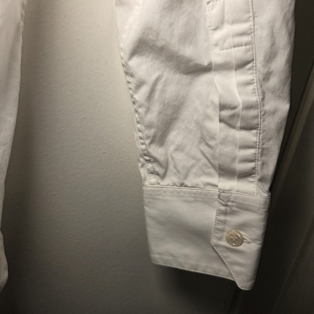 Saint Laurent Paris White Cotton Button Up Shirt Black Tie Neck Italy Designer - Picture 12 of 15